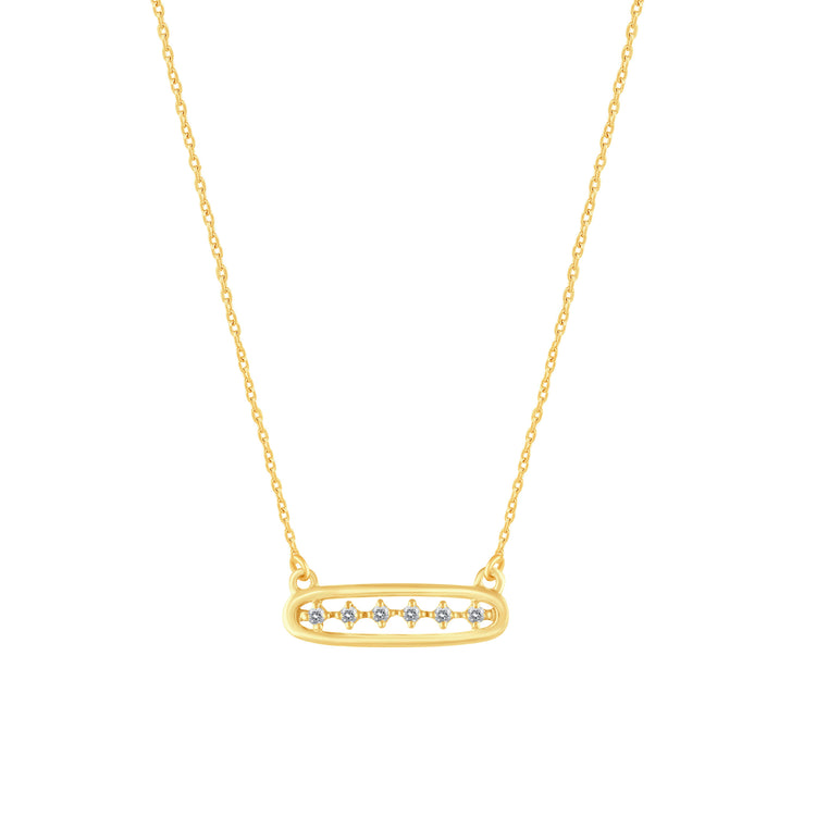 1/10 Cttw Diamond Open Bar Center Station Pendant Necklace set in 925 Sterling Silver 14K Yellow Gold Plating
