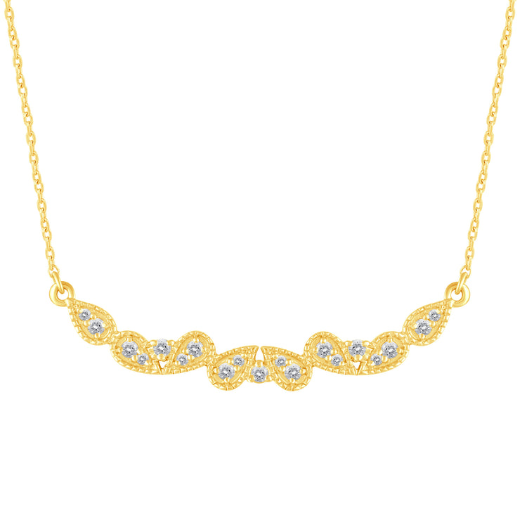 1/4 Cttw Diamond Mosaic Enchanted Bar Pendant Necklace set in 925 Sterling Silver Yellow Gold Plating