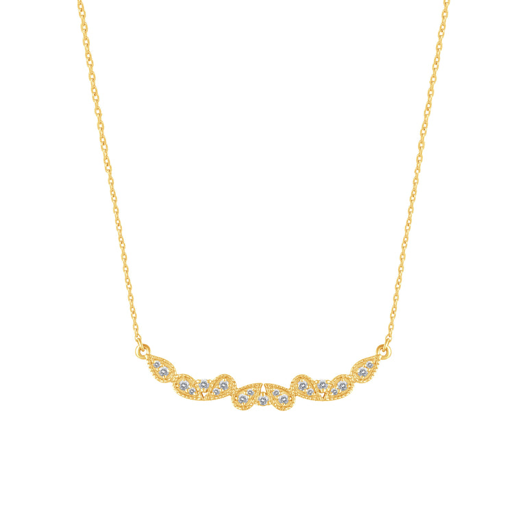 1/4 Cttw Diamond Mosaic Enchanted Bar Pendant Necklace set in 925 Sterling Silver 14K Yellow Gold Plating