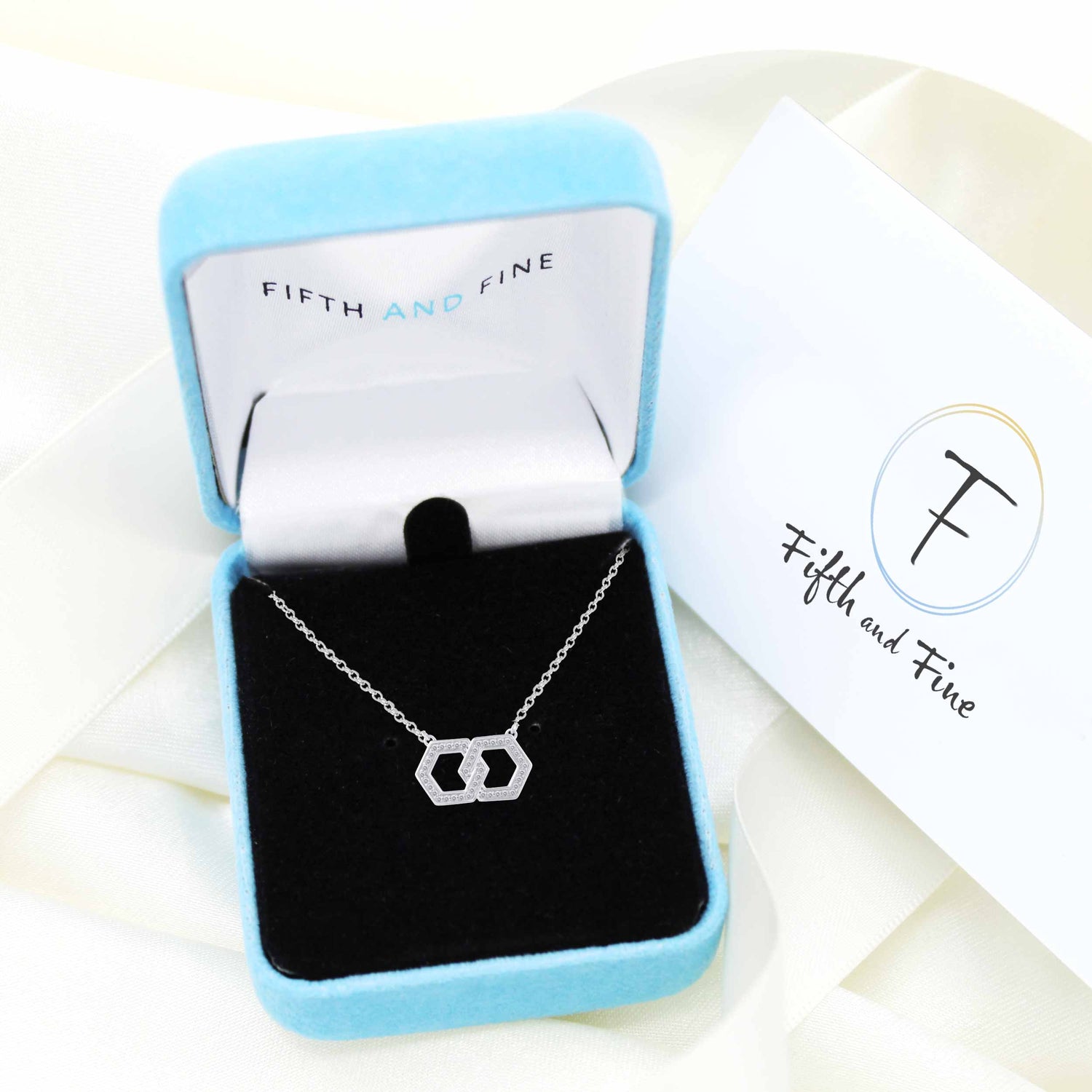 1/4 Cttw Diamond Double Link Infinity Hexagon Pendant Necklace set in 925 Sterling Silver 14K Yellow Gold Plating
