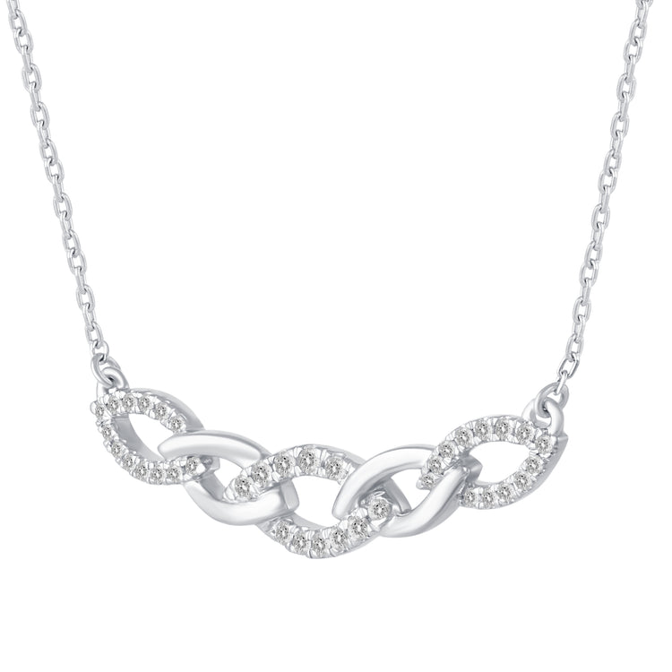 1/4 Cttw Diamond Chain Link Infinity Marquise Pendant Necklace set in 925 Sterling Silver