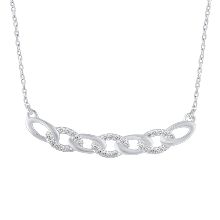 1/6 Cttw Diamond Chain Link Infinity Marquise Pendant Necklace set in 925 Sterling Silver