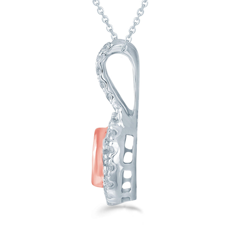1/4CT TW Diamond Round Halo Fashion Pendant in Sterling Silver & 10K Rose gold - Fifth and Fine
