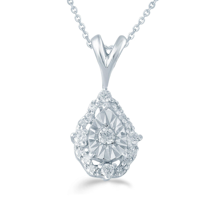 1/10CT TW Diamond Pear Cluster Fashion Pendant in Sterling Silver - Fifth and Fine