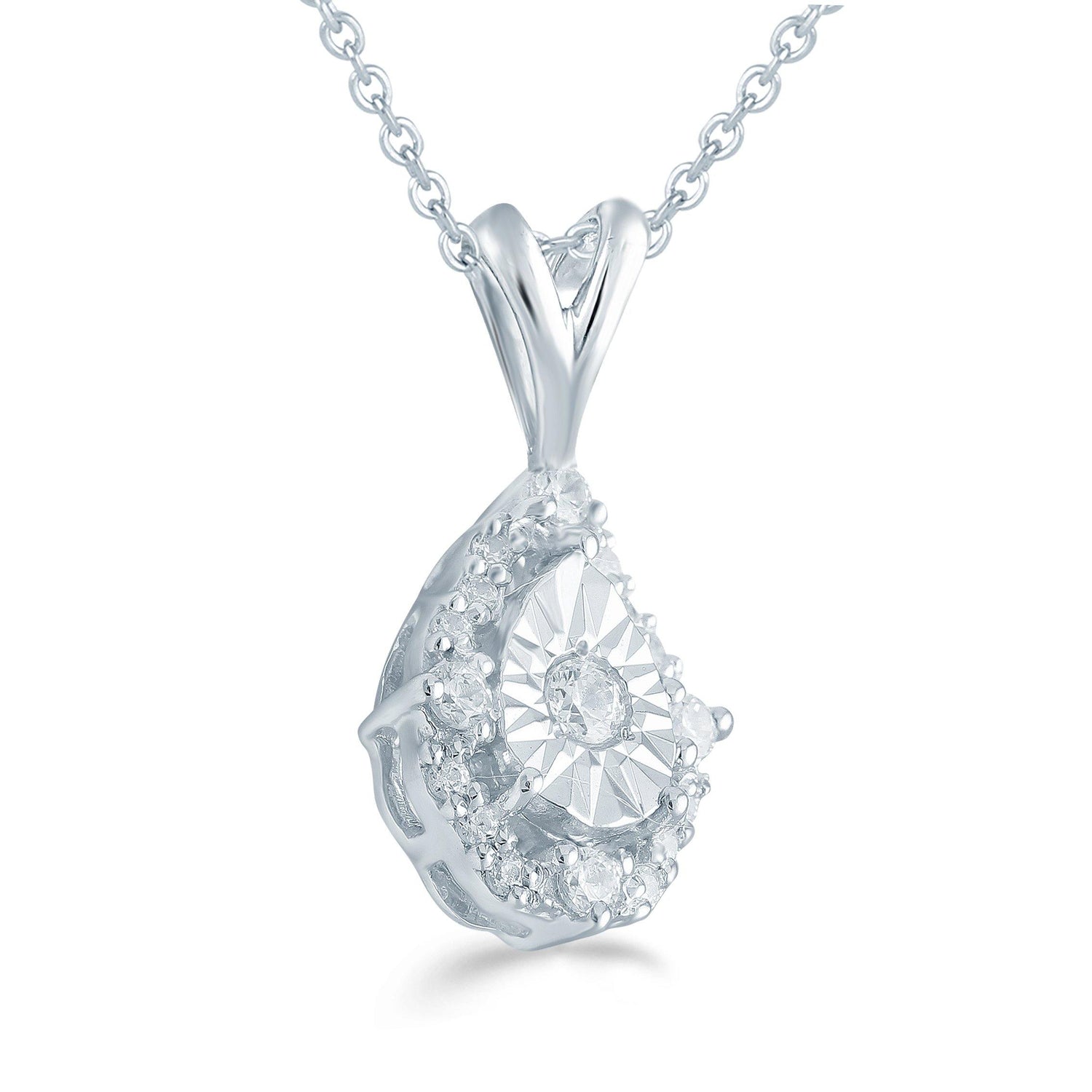 1/10CT TW Diamond Pear Cluster Fashion Pendant in Sterling Silver - Fifth and Fine