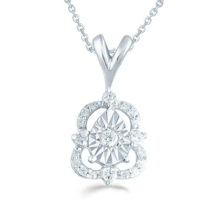 1/10CT TW Diamond Cluster Fashion Pendant in Sterling Silver - Fifth and Fine