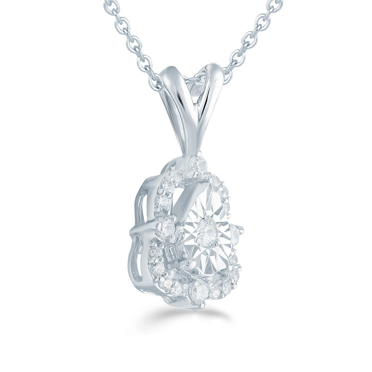 1/10CT TW Diamond Cluster Fashion Pendant in Sterling Silver - Fifth and Fine