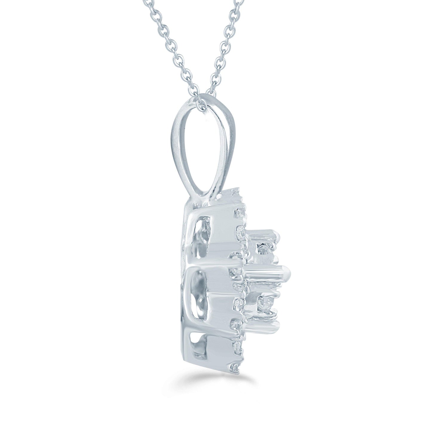 1/4CT TW Diamond Cushion Cluster Fashion Pendant in Sterling Silver - Fifth and Fine