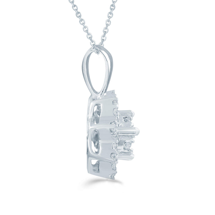1/4CT TW Diamond Cushion Cluster Fashion Pendant in Sterling Silver - Fifth and Fine