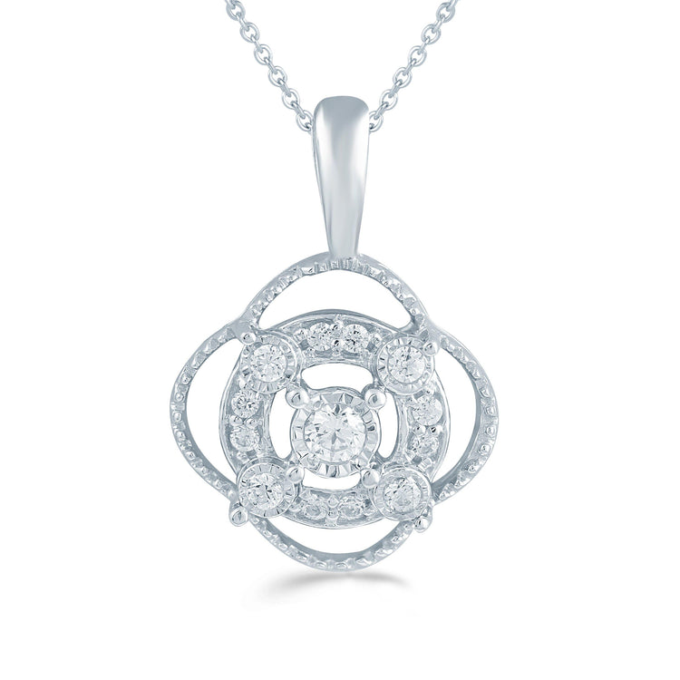 1/10CT TW Diamond quatrefoil Cluster Fashion Pendant in Sterling Silver - Fifth and Fine