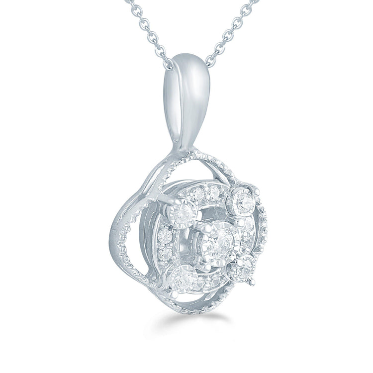 1/10CT TW Diamond quatrefoil Cluster Fashion Pendant in Sterling Silver - Fifth and Fine