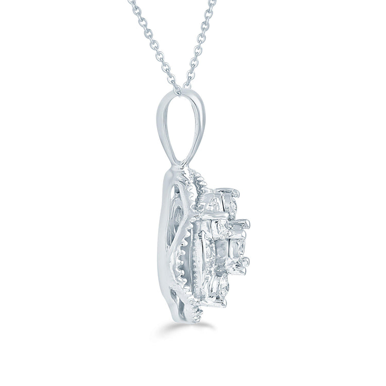 1/10CT TW Diamond quatrefoil Cluster Fashion Pendant in Sterling Silver - Fifth and Fine