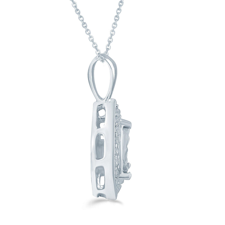 1/10CT TW Diamond Pear Shaped Pendant in Sterling Silver with 18" Cable chain - Fifth and Fine