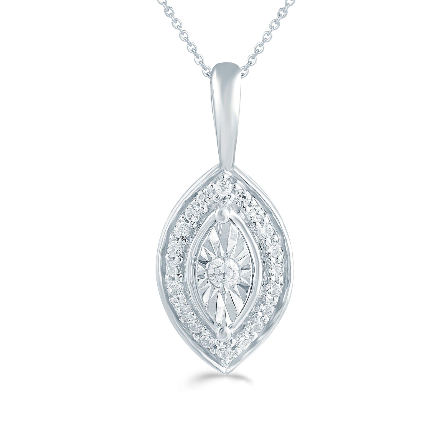 1/10CT TW Diamond Marquise Shaped Pendant in Sterling Silver with 18" cable chain - Fifth and Fine
