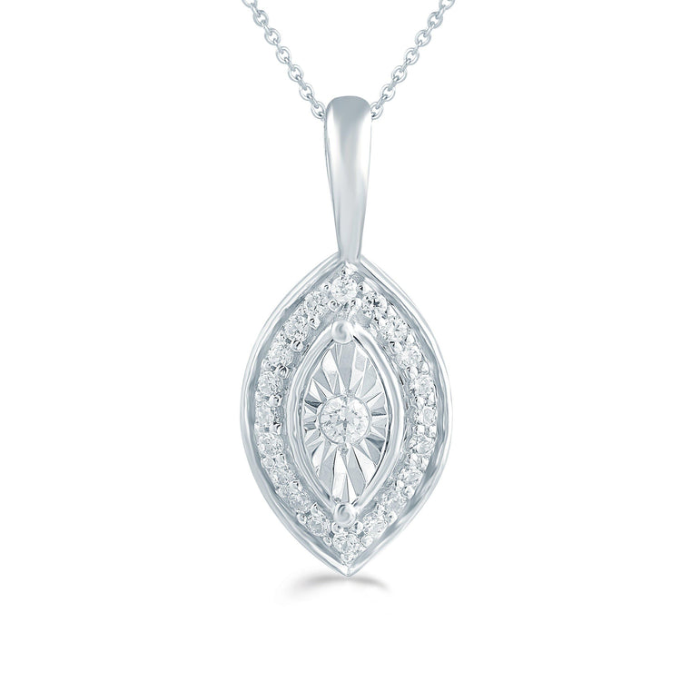 1/10CT TW Diamond Marquise Shaped Pendant in Sterling Silver with 18" cable chain - Fifth and Fine