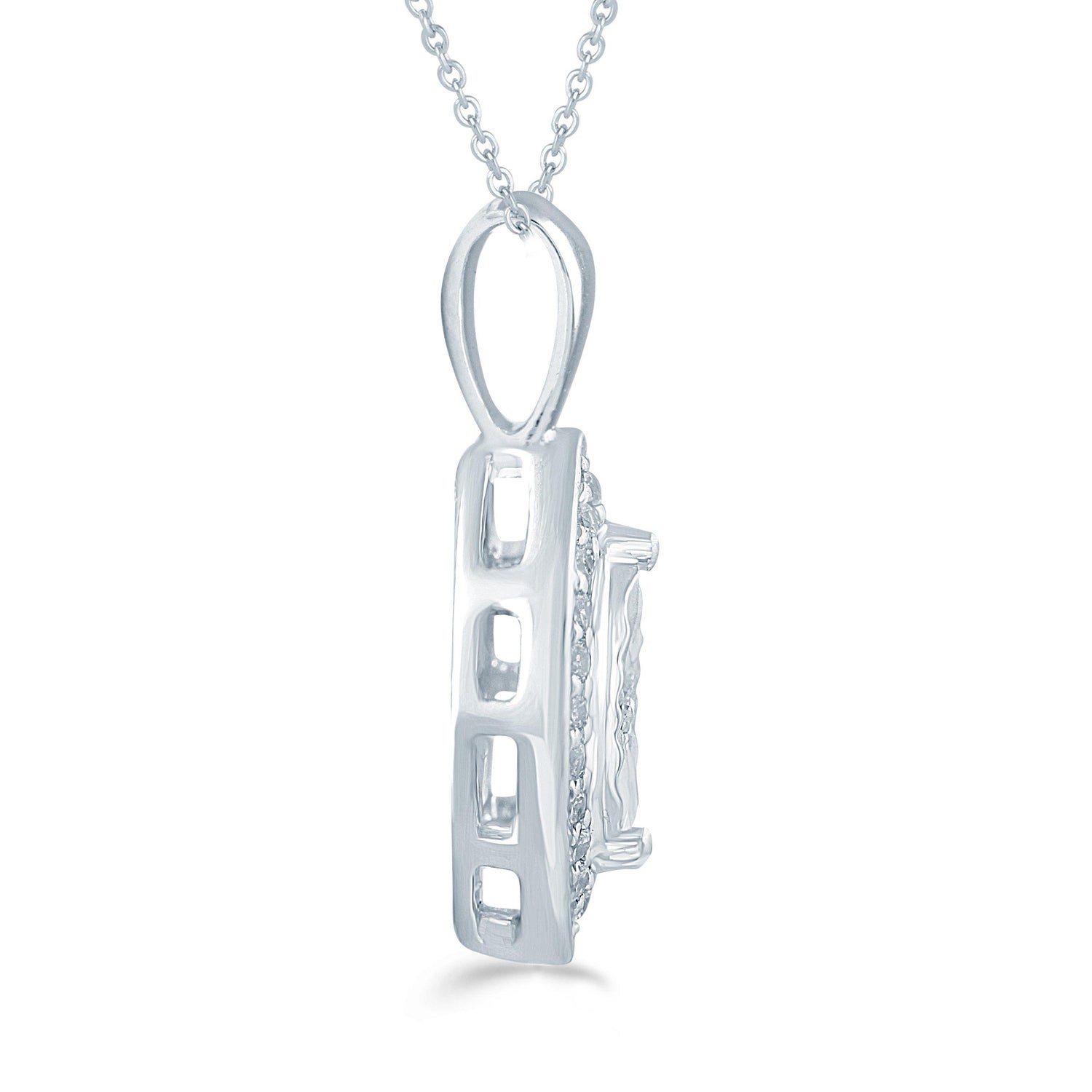 1/10CT TW Diamond Marquise Shaped Pendant in Sterling Silver with 18" cable chain - Fifth and Fine