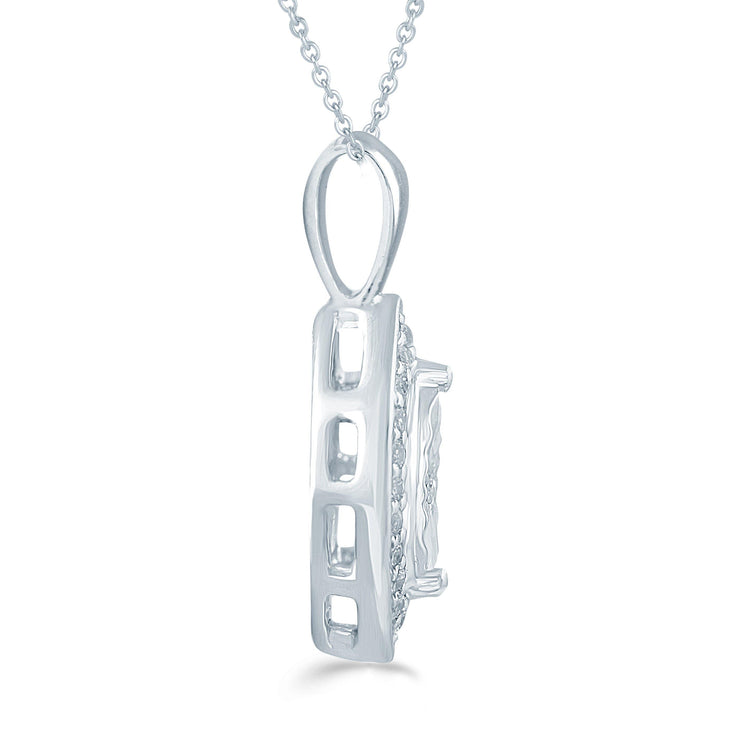 1/10CT TW Diamond Marquise Shaped Pendant in Sterling Silver with 18" cable chain - Fifth and Fine