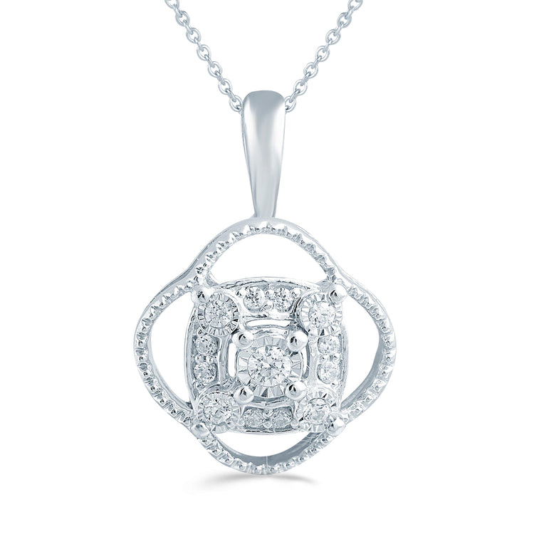 1/10CT TW Diamond Cushion Fashion Pendant in Sterling Silver - Fifth and Fine