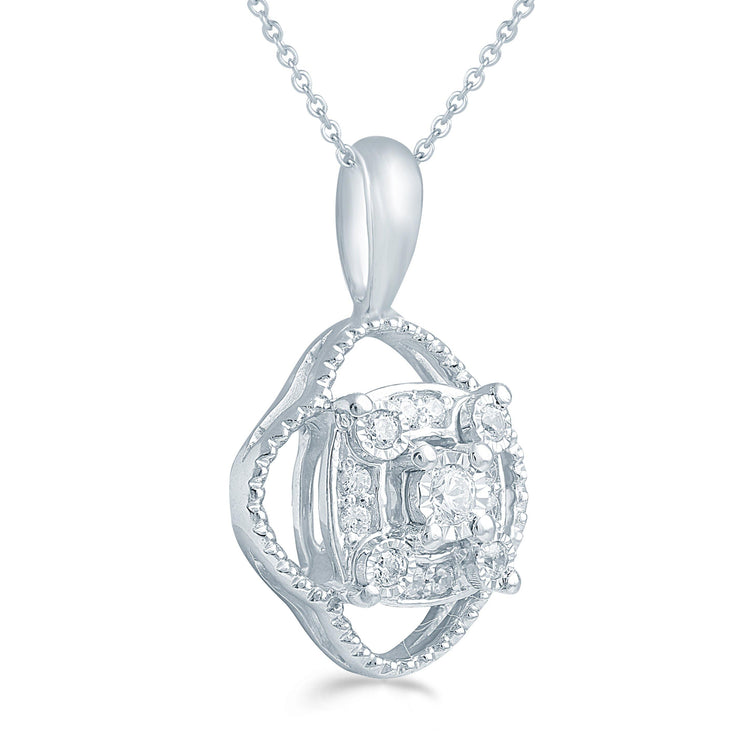1/10CT TW Diamond Cushion Fashion Pendant in Sterling Silver - Fifth and Fine