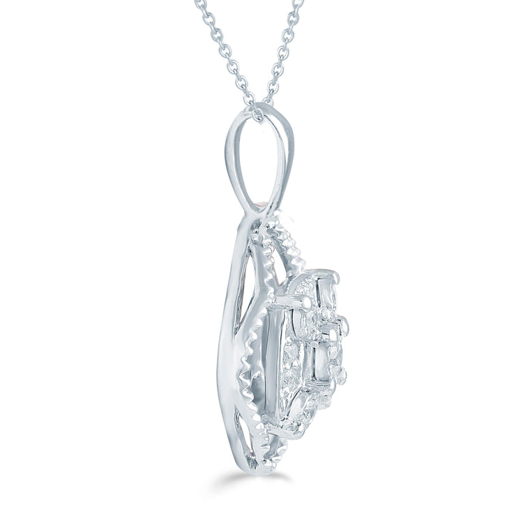 1/10CT TW Diamond Cushion Fashion Pendant in Sterling Silver - Fifth and Fine