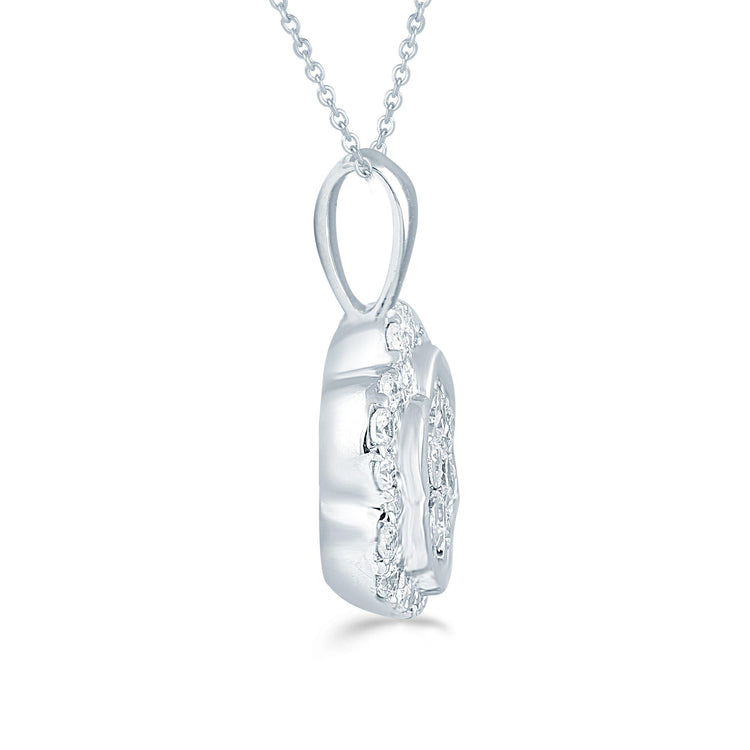 1/4CT TW Diamond Flower Cluster Fashion Pendant in Sterling Silver - Fifth and Fine