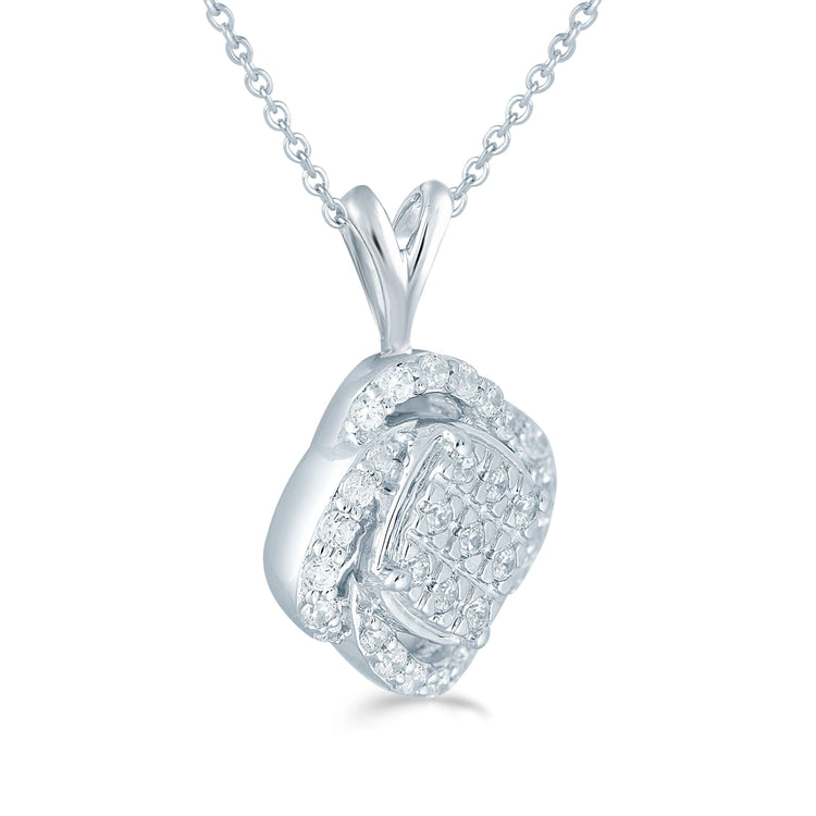 1/4CT TW Diamond Swirl Cushion Cluster Fashion Pendant in Sterling Silver - Fifth and Fine