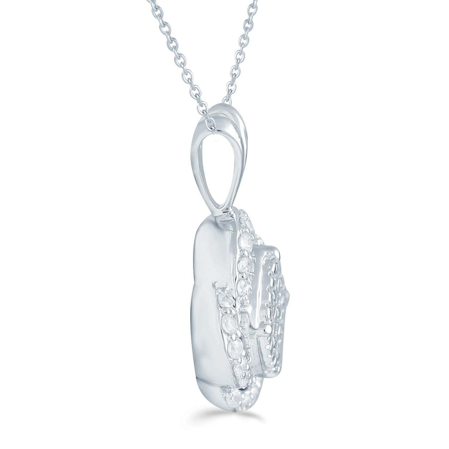 1/4CT TW  Diamond Swirl Cushion Cluster Fashion Pendant in Sterling Silver - Fifth and Fine