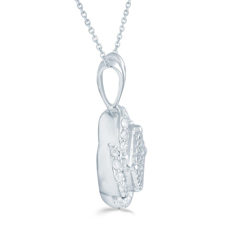 1/4CT TW Diamond Swirl Cushion Cluster Fashion Pendant in Sterling Silver - Fifth and Fine