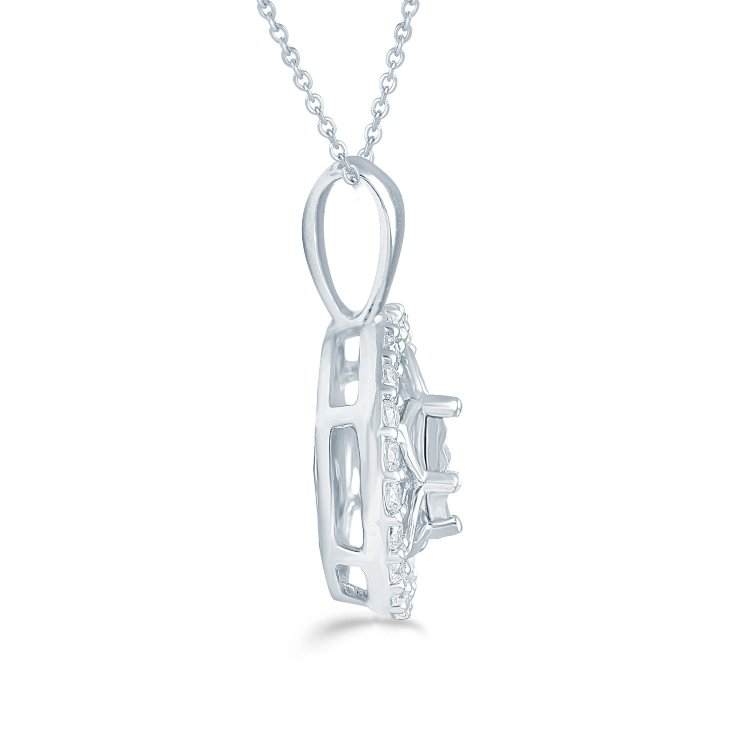 1/6CT TW Diamond Floral Cluster Fashion Pendant in Sterling Silver - Fifth and Fine