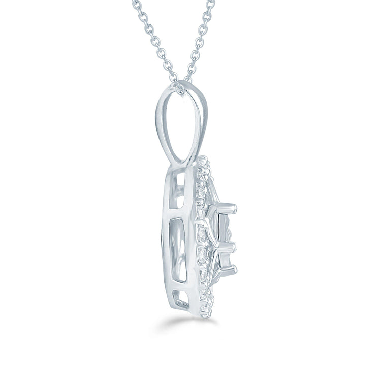1/6CT TW Diamond Floral Cluster Fashion Pendant in Sterling Silver - Fifth and Fine