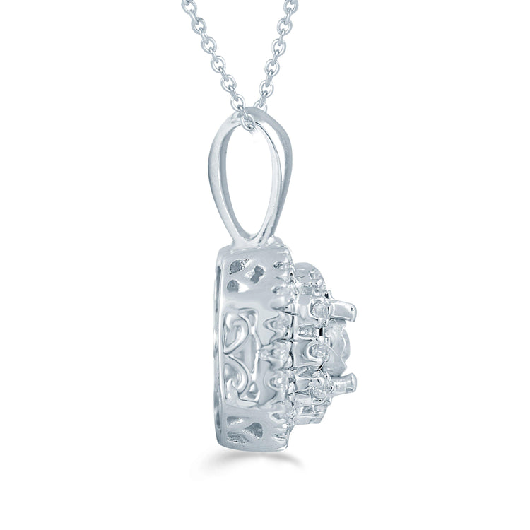 1/6CT TW Diamond cushion Cluster Fashion Pendant in Sterling Silver - Fifth and Fine