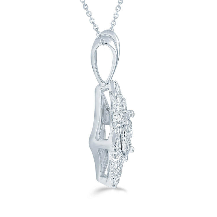 1/4CT TW Diamond square Cluster Fashion Pendant in Sterling Silver - Fifth and Fine