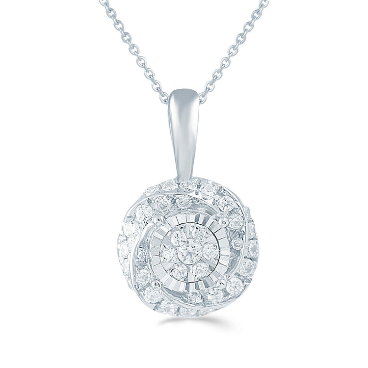 1/4CT TW Diamond Swirl Cluster Fashion Pendant in Sterling Silver - Fifth and Fine