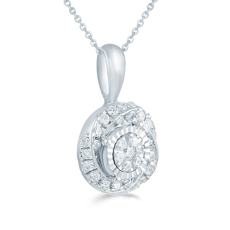 1/4CT TW Diamond Swirl Cluster Fashion Pendant in Sterling Silver - Fifth and Fine