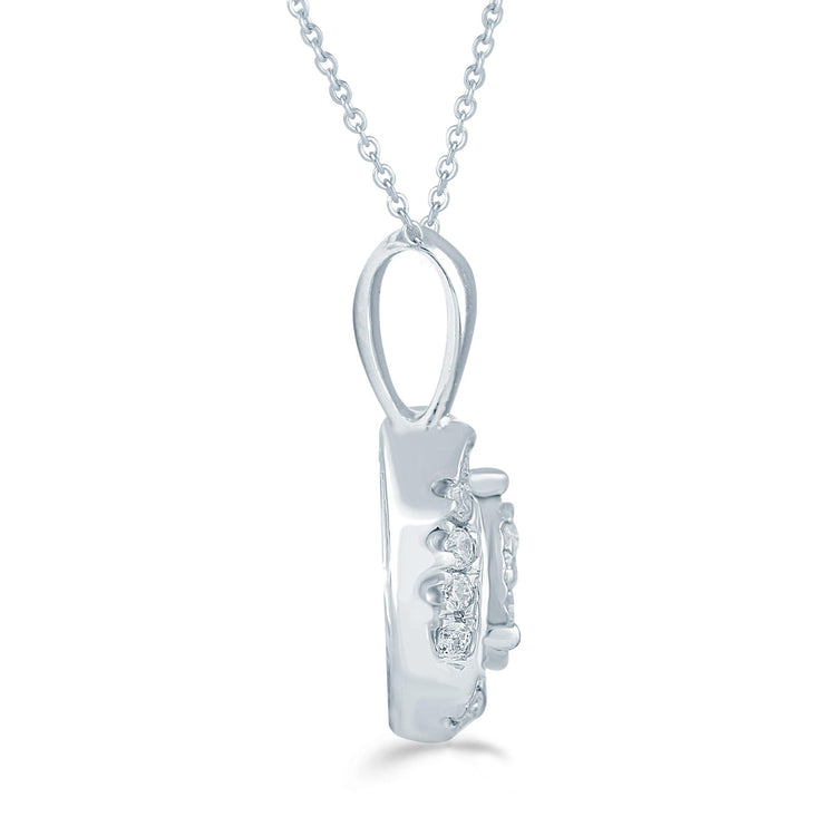 1/4CT TW Diamond Swirl Cluster Fashion Pendant in Sterling Silver - Fifth and Fine
