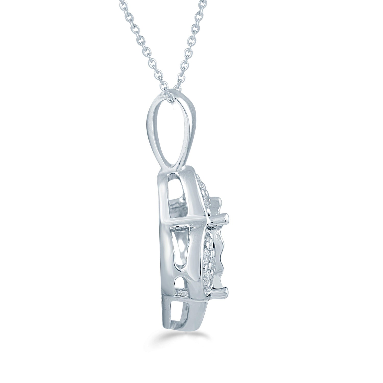 1/5CT TW Diamond Floral Fashion Pendant in Sterling Silver - Fifth and Fine