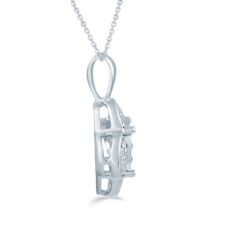 1/5CT TW Diamond Floral Fashion Pendant in Sterling Silver - Fifth and Fine