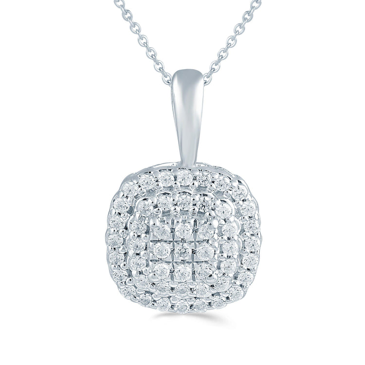 1/4CT TW Diamond Cushion Cluster Fashion Pendant in Sterling Silver - Fifth and Fine