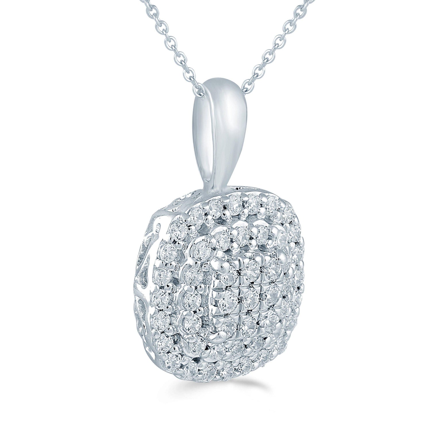 1/4CT TW Diamond Cushion Cluster Fashion Pendant in Sterling Silver - Fifth and Fine
