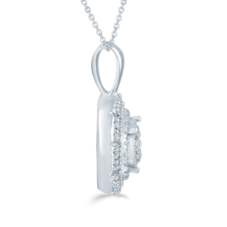 1/4CT TW Diamond Round Cluster Fashion Pendant in Sterling Silver - Fifth and Fine