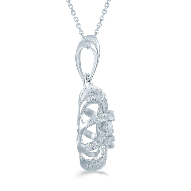 1/4CT TW Diamond Swirl flower Fashion Pendant in Sterling Silver - Fifth and Fine