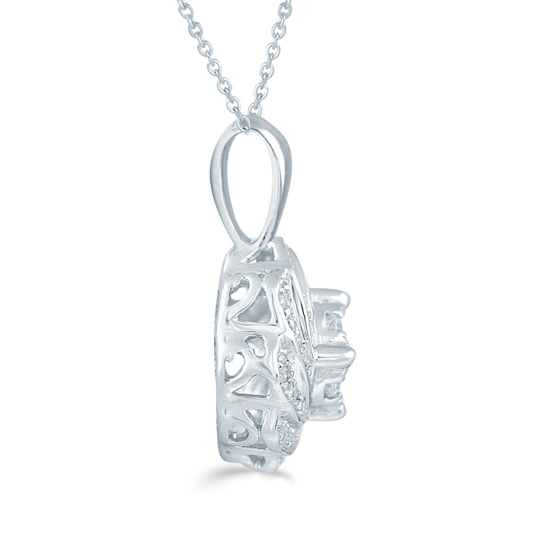 1/4CT TW Diamond round Swirl Cluster Fashion Pendant in Sterling Silver - Fifth and Fine