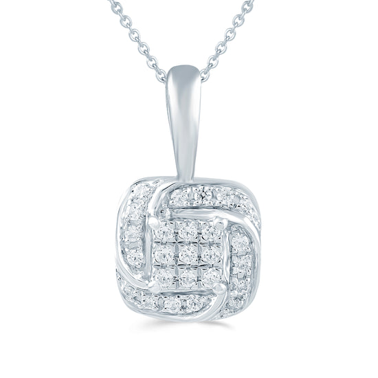1/8CT TW Diamond Cushion Cluster Fashion Pendant in Sterling Silver