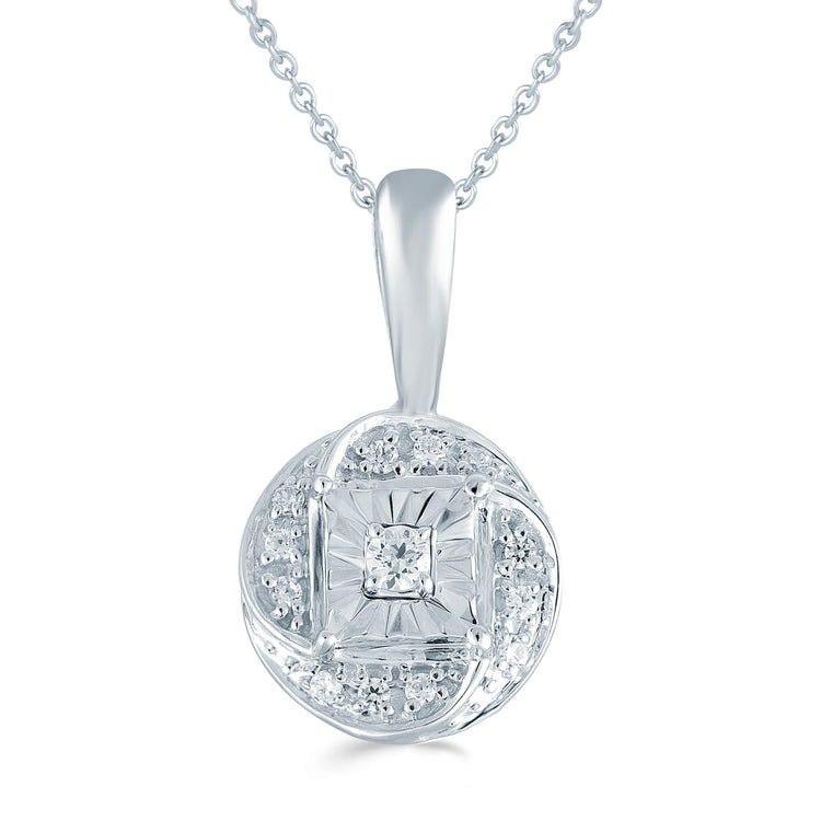 1/12CT TW Diamond swirl Cluster Fashion Pendant in Sterling Silver - Fifth and Fine