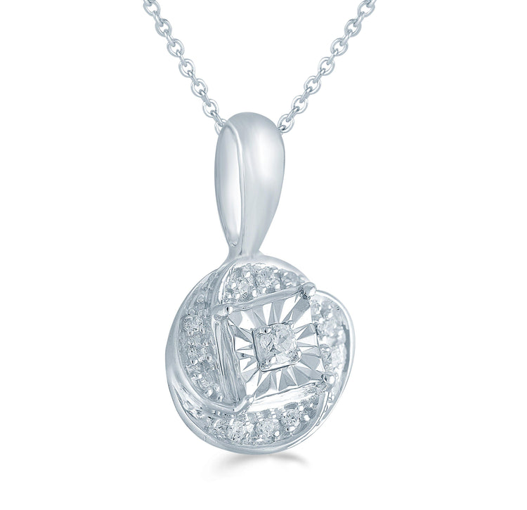 1/12CT TW Diamond swirl Cluster Fashion Pendant in Sterling Silver - Fifth and Fine