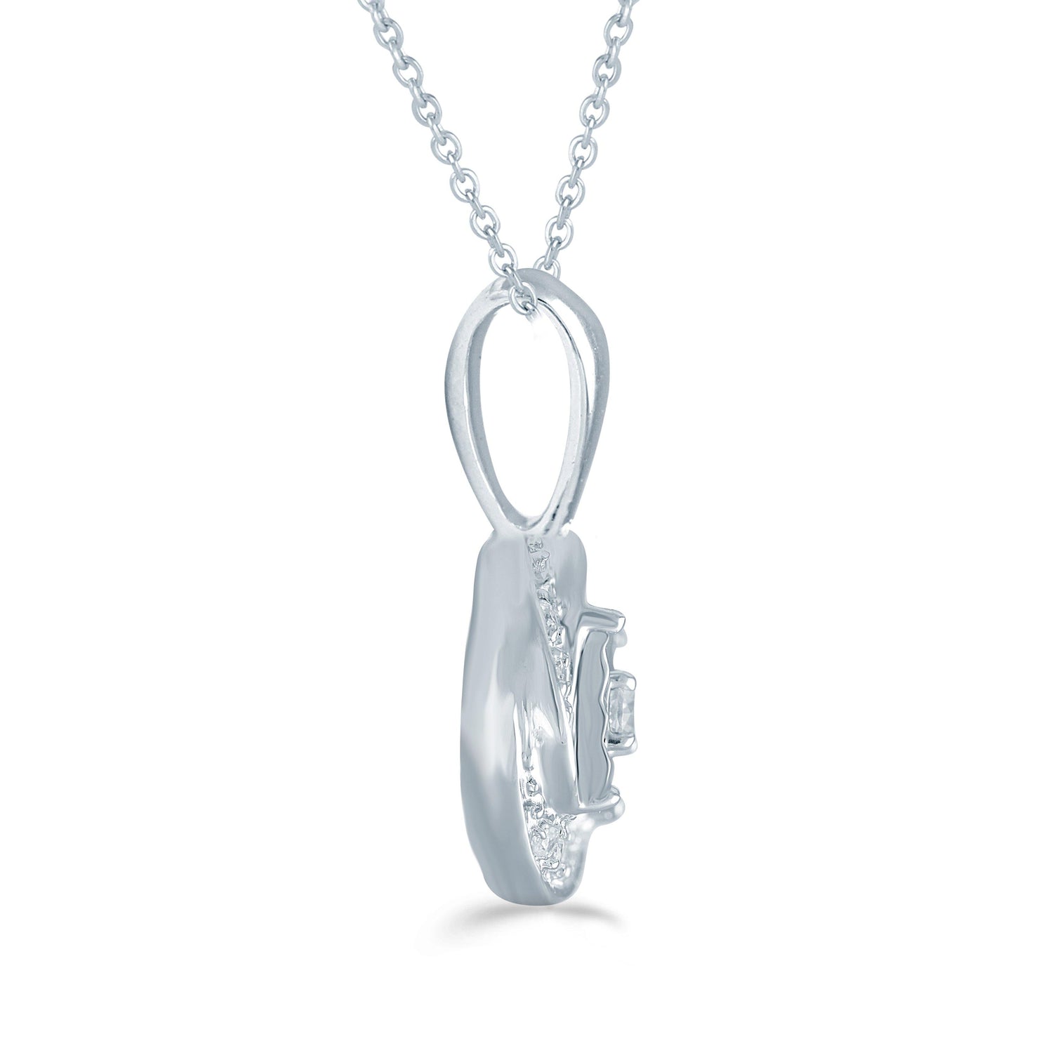 1/12CT TW Diamond swirl Cluster Fashion Pendant in Sterling Silver - Fifth and Fine