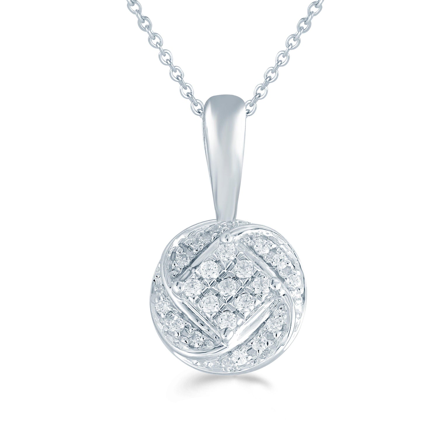 1/10CT TW Diamond Round Cluster Fashion Pendant in Sterling Silver - Fifth and Fine
