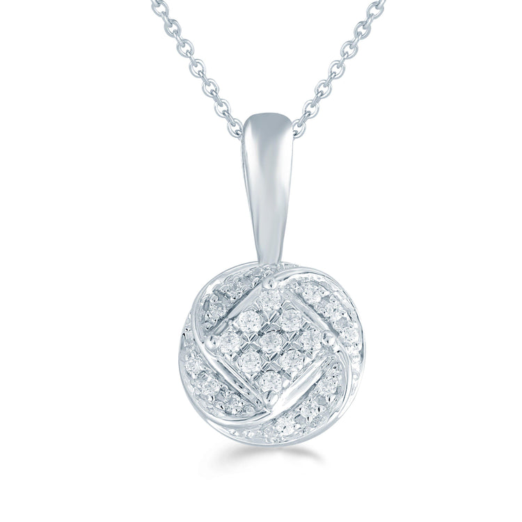1/10CT TW Diamond Round Cluster Fashion Pendant in Sterling Silver - Fifth and Fine