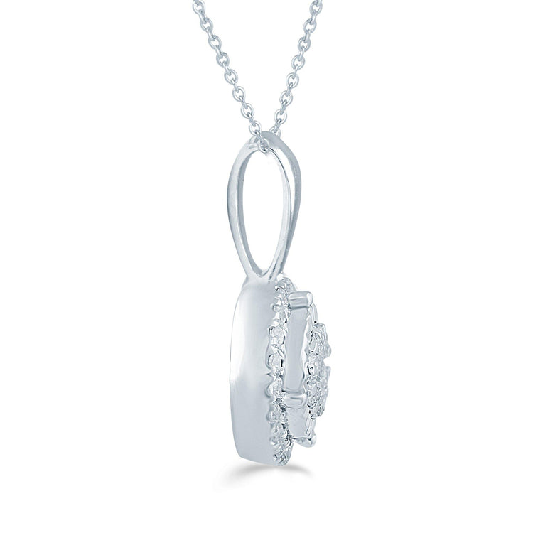 1/10CT TW Round Diamond Cluster Pendant in Sterling Silver with 18" cable chain - Fifth and Fine
