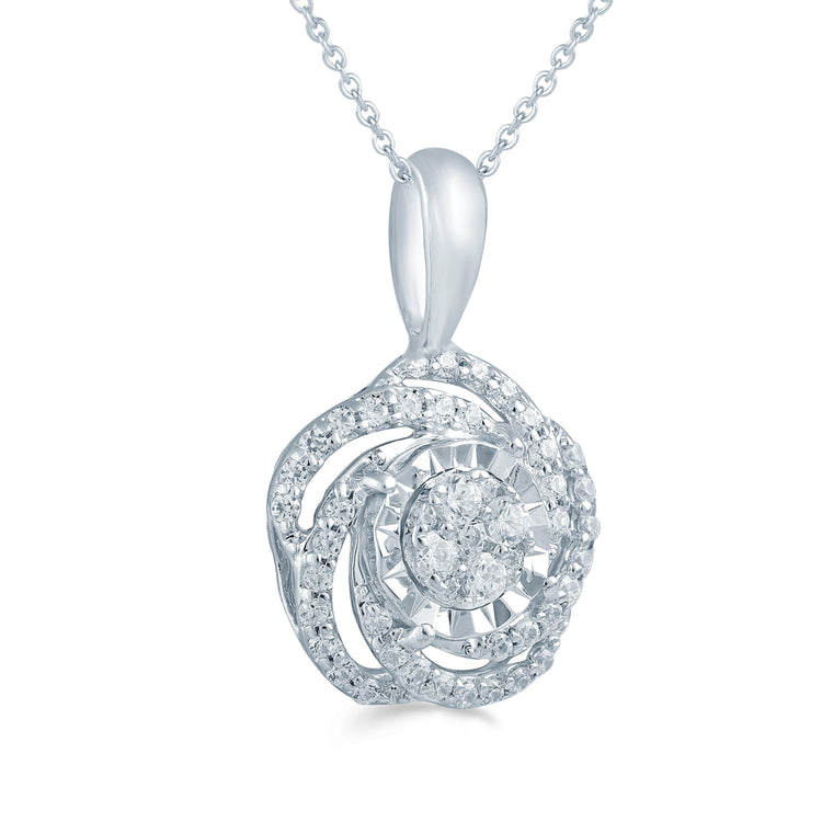 1/5CT TW Diamond Swirl Cluster Fashion Pendant in Sterling Silver - Fifth and Fine